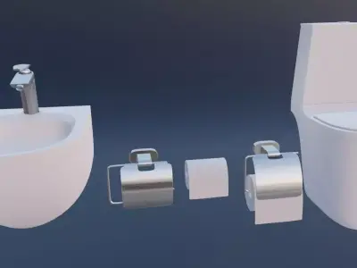 toilet and toiletries  Low-poly 3D model