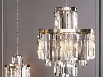 RH 1920S ODEON CLEAR GLASS FRINGE 4-TIER CHANDELIER Nickel 3D model