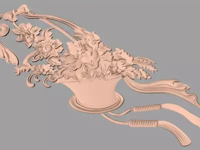 Bed door flower 3D relief STL model for CNC engraving E523 3D model