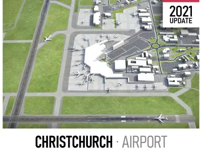 Christchurch Airport Low-poly 3D model