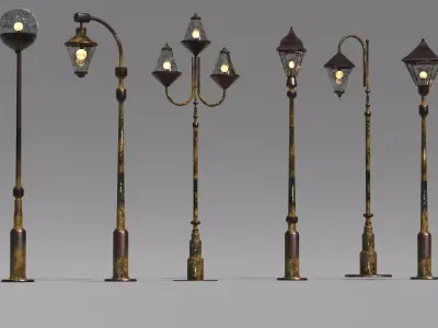 street lamp medieval Low-poly 3D model