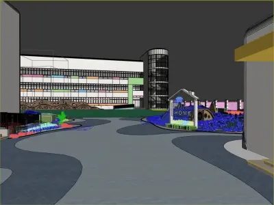 Greening of kindergarten playground and outdoor game ground 3D model