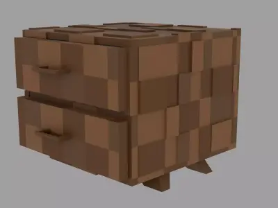 Low Poly Stylized Drawer  Nightstand Game Ready Free low-poly 3D model