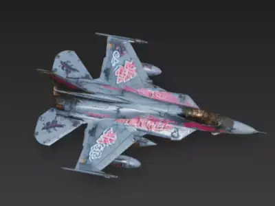 Street Tag Fighter Jet 3D Model Urban Graffiti Aircraft Low-poly 3D model