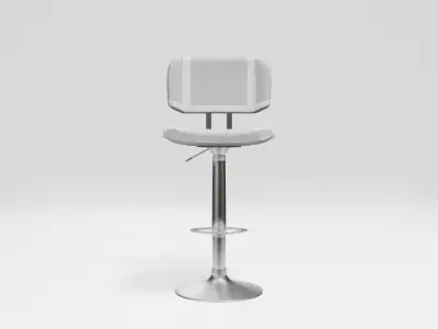 club bar stool - white fabric Low-poly 3D model
