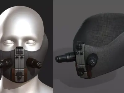 Gas mask respirator scifi futuristic  Low-poly 3D model