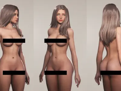 Nude Girl Celeste - Game Character for Unreal Unity Blender Low-poly 3D model