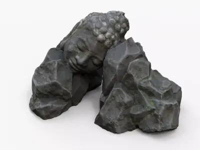 Rock Buddha 1001 - Grey Jagged Stone Low-poly 3D model
