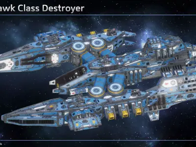 Spaceship Destroyer Warhawk Low-poly 3D model