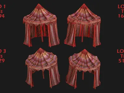 Fair Tent Market Stall  Low-poly 3D model