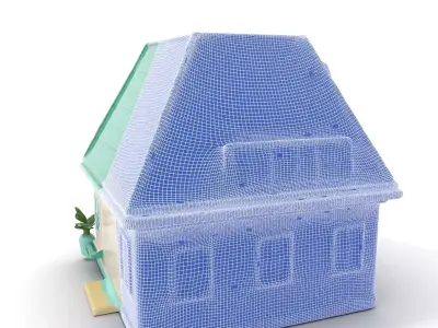 Mint Green Cottage model pack Low-poly 3D model