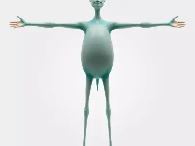 Aqua Alien Character model pack Low-poly 3D model