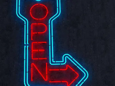 Open Neon Sign Low-poly 3D model