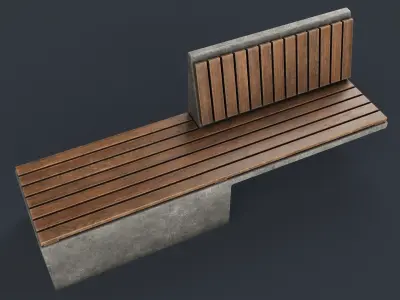 Modern Outdoor Bench 37 PBR Game Ready Low-poly 3D model