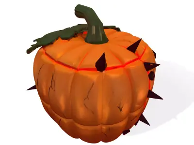 Spiked Evil Pumpkin Stylized Halloween 3D Model 3D model