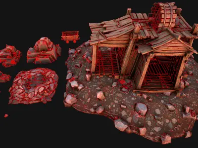 Medieval Tin Ore Mine Low-poly 3D model