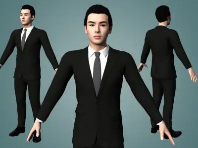 Realistic binding male staff Low-poly 3D model