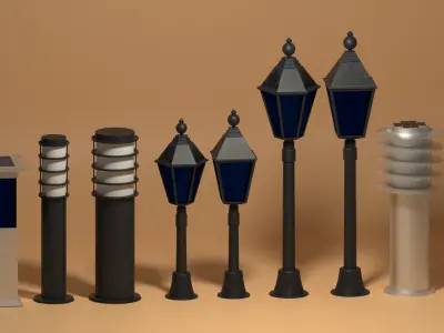 Solar Garden Light Collection 3D model