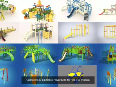 Collection 20 elements Playground for kids 3D Model Pack