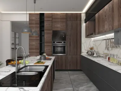 Professional kitchen design 3D model