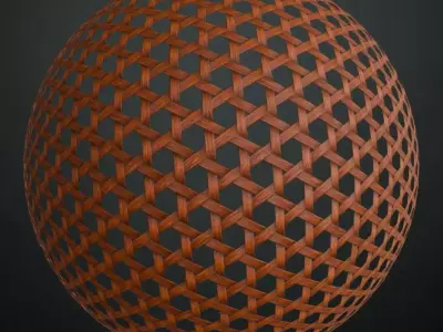 Woven Bamboo Hexagonal Screen PBR Seamless Texture