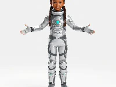 Young Space Explorer in Futuristic Suit D Model Low-poly 3D model