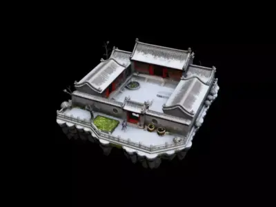 courtyard snow scenery 3D model