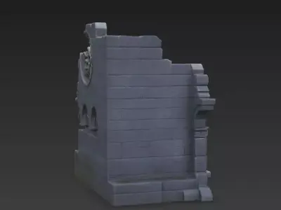 Gothic Ruined Cathedral Wall  Stylized Photogrammetry 3D Model 3D model