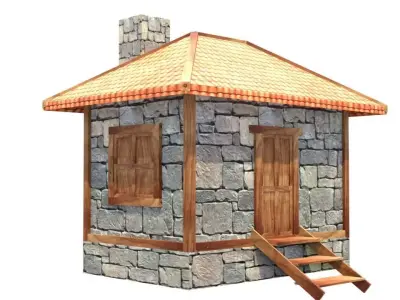 medieval house low poly village town residential game ready 31 Low-poly 3D model