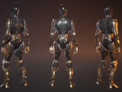 Sci-fi Robot Warrior Rigged GameReady Low-poly 3D model