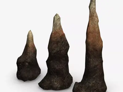 Stalagmite Set - Red Rock 3D model