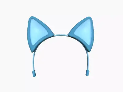 Furry Ears Tiara B03 Blue - Headband Character Design Low-poly 3D model