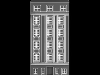 fecade2 building with windows and doors 3D model