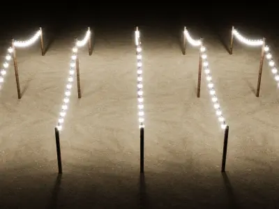 Light Bulb String Low-poly 3D model