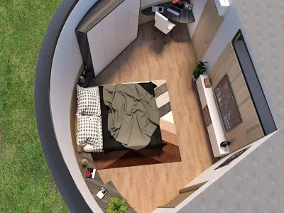 modern round  house design 3d model Low-poly 3D model