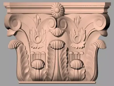Door Post flower 3D STL Model for CNC Router Carving E955 3D model