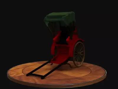 Chinese rickshaw   Low-poly 3D model