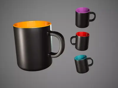 Coffee Mug Glass Colored Low-poly 3D model