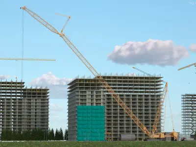  Crawler Crane with Lattice Boom for Construction Rigged for Cinema 4D 