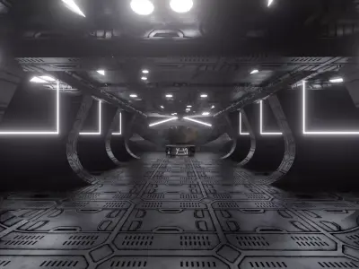 Sci fi VR gallery  Low-poly 3D model