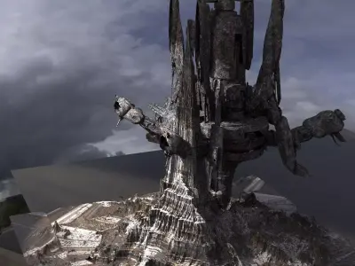 Ice Mountain with Robot Droid 2 3D model