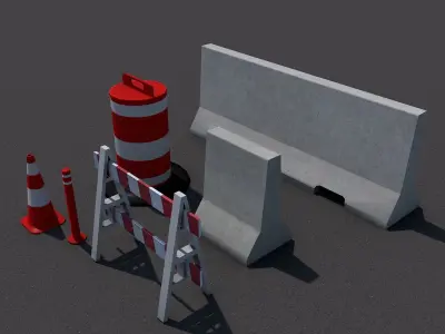 Road Objects  Low-poly 3D model