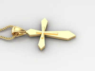Light Gold 18K Cross Pendant 2CP029 3D print model