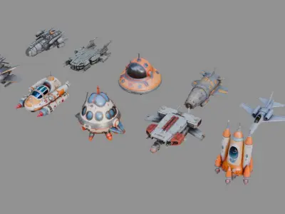 Spacecraft Pack Collection Low-poly 3D model
