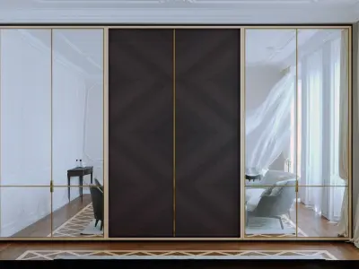  built-in TV-wall - multifunctional  bookshelves - wardrobe Low-poly 3D model