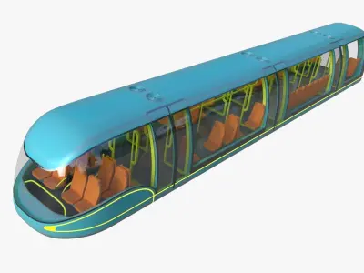 Sci-fi metro trains PBR 3D Model Pack