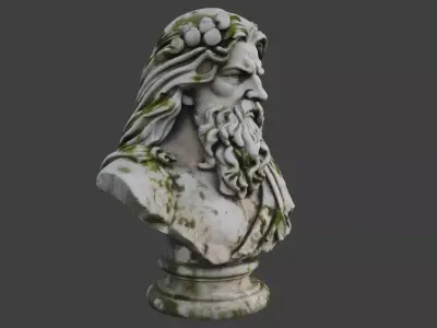 Ancient Weathered Stone Philosopher Bust Low-poly 3D model