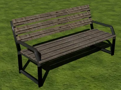 Bench Low-poly 3D model 7