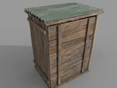 Outdoor Wooden Toilet 4 Low-poly 3D model
