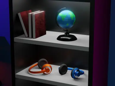 Stylized Neon Room - 3D Isometric Model Free 3D model